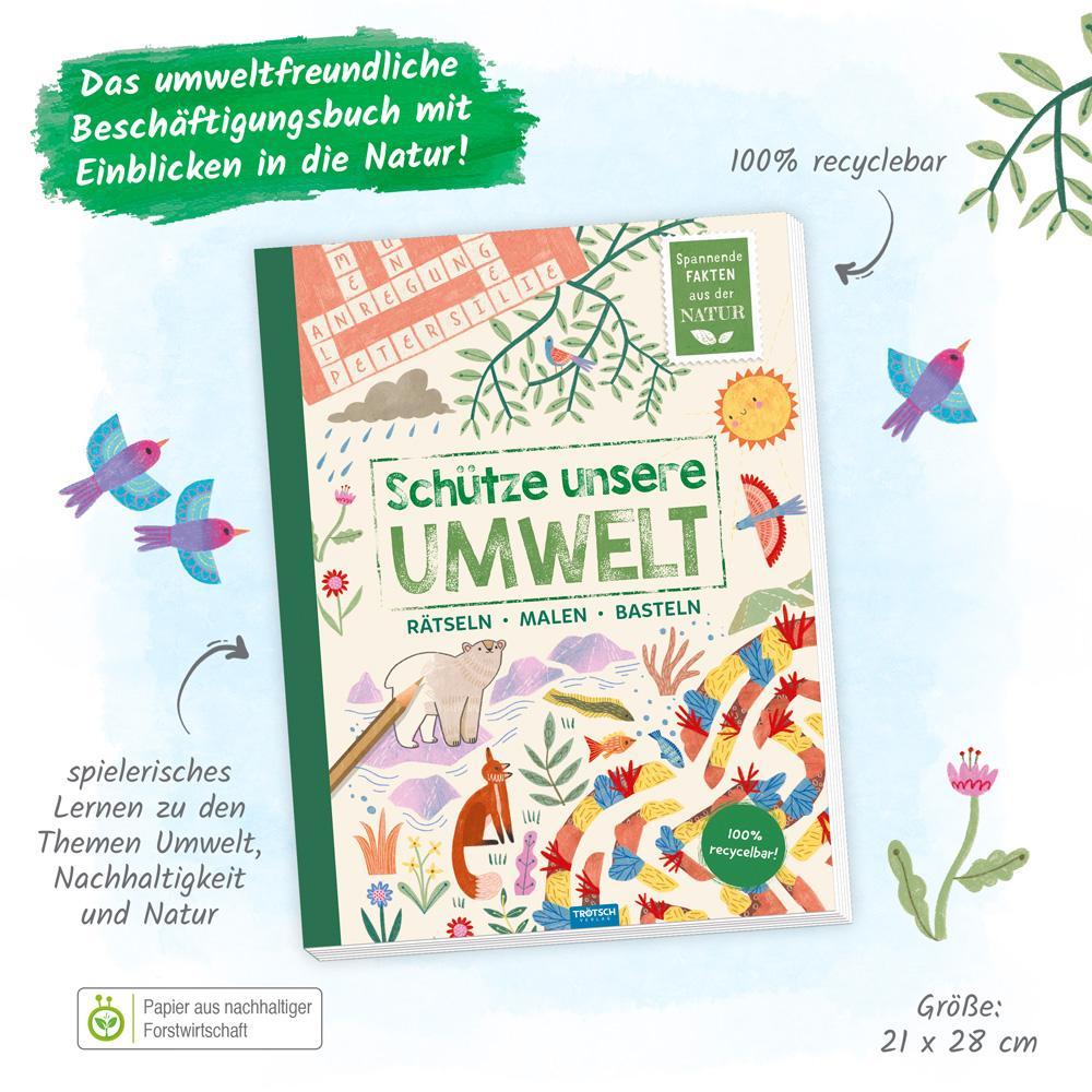 Trötsch Beschäftigungsbuch Schütze unsere Umwelt Rätseln Malen Basteln Tiere