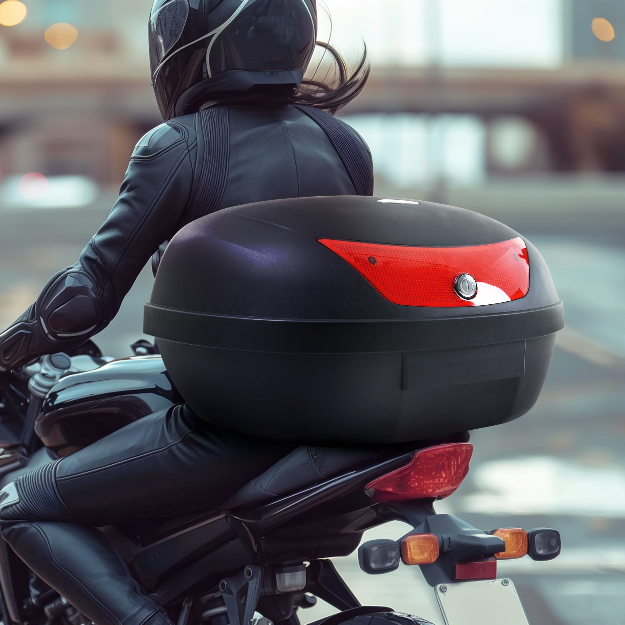 HOMCOM Motorradkoffer für Roller und Mofas schwarz 59 x 43 x 33 cm (LxBxH)