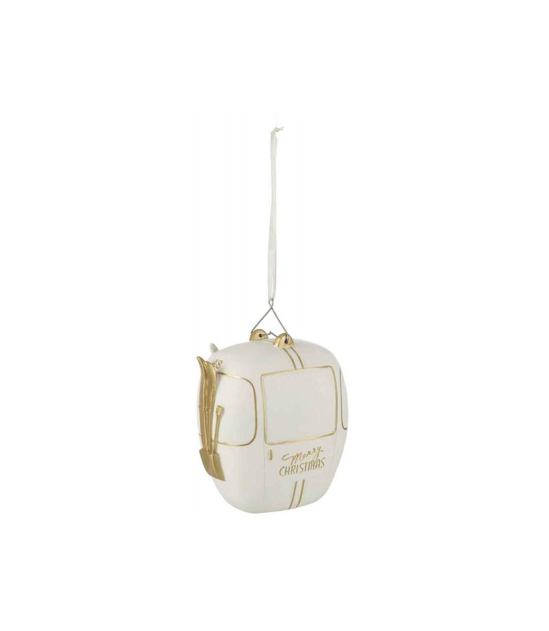 Paris Prix - Boule De Noël téléphérique 20cm Blanc & Or