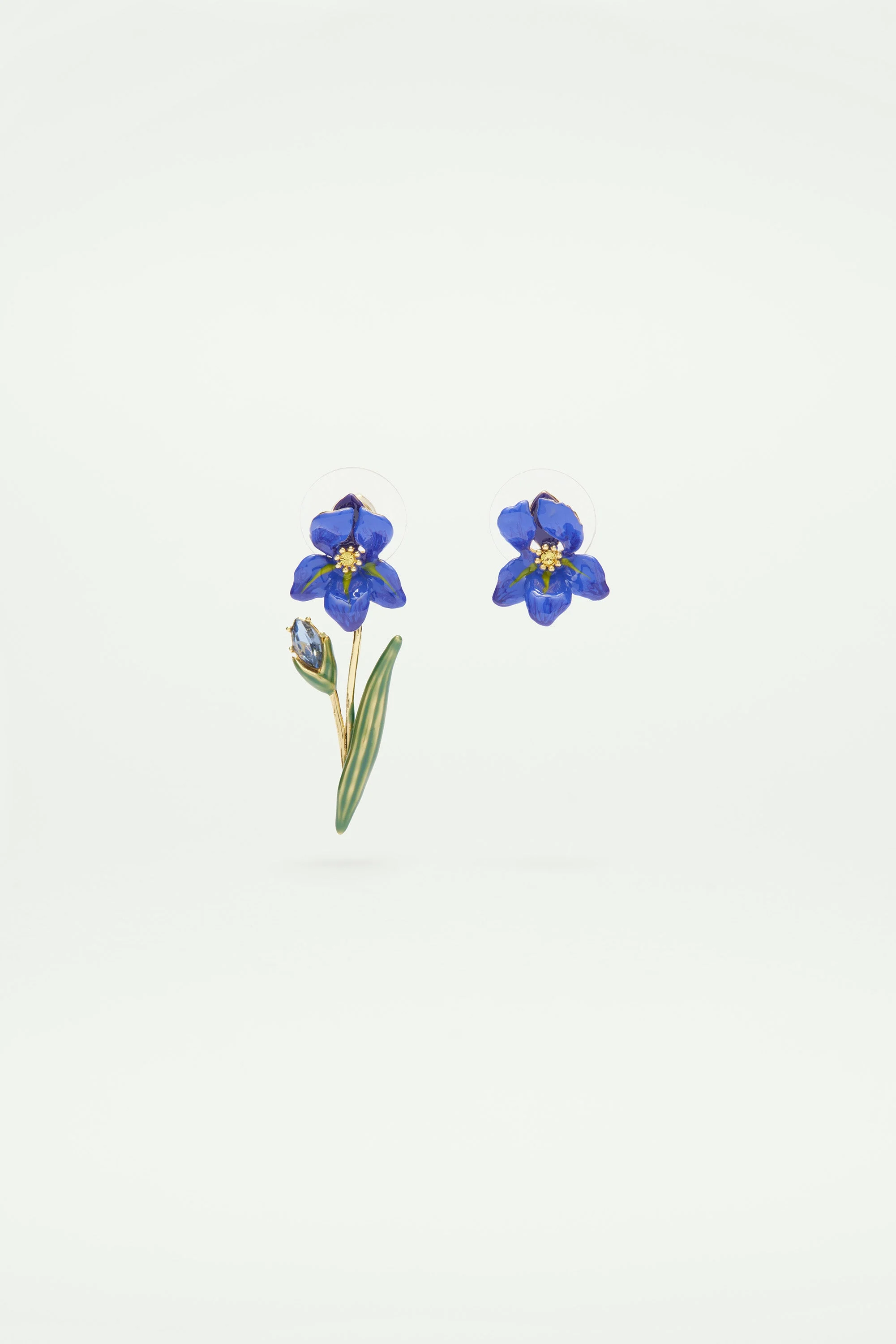 Boucles d'oreilles asymétriques iris de sibérie | Bleu