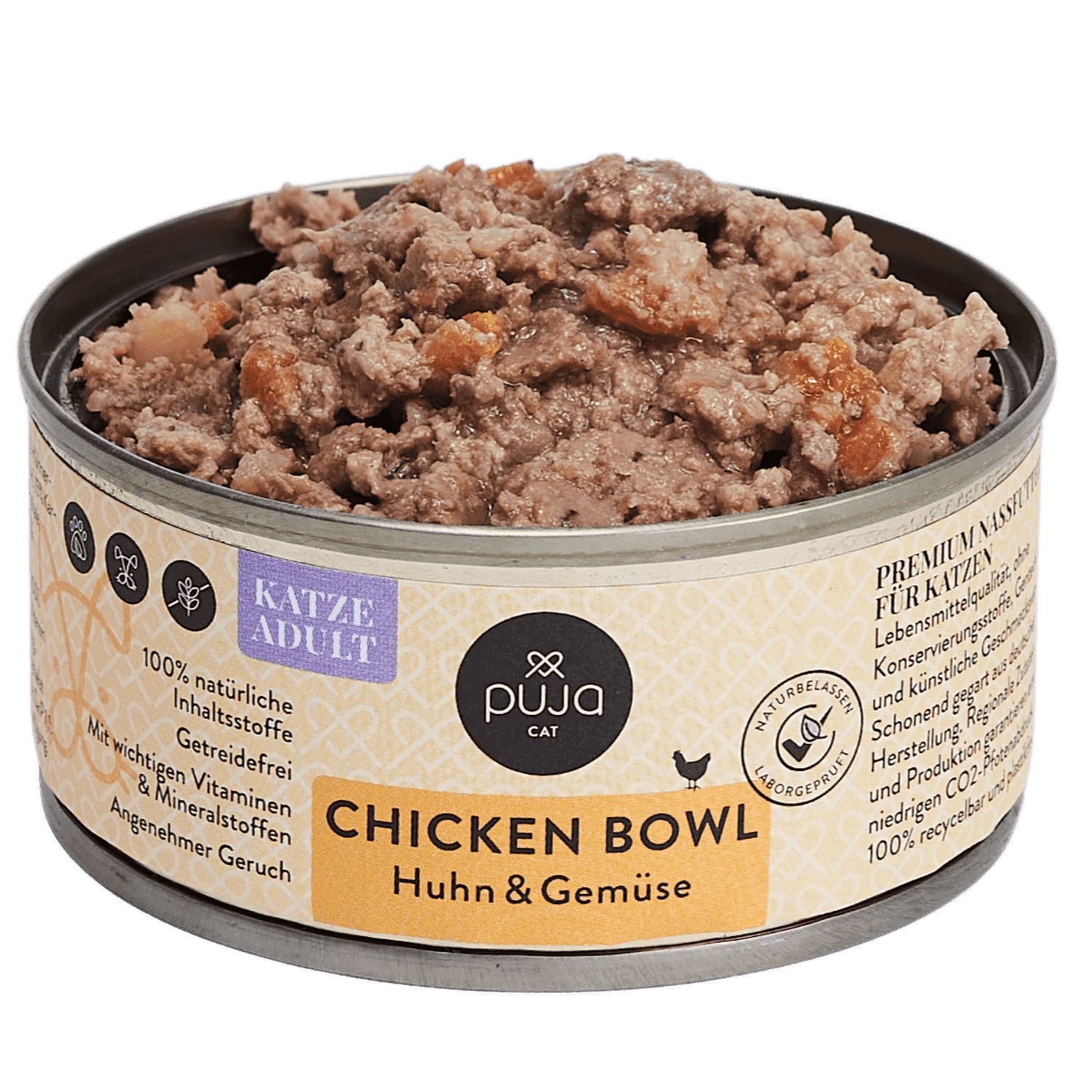 PUJA Premium Nassfutter Chicken Bowl für Katzen