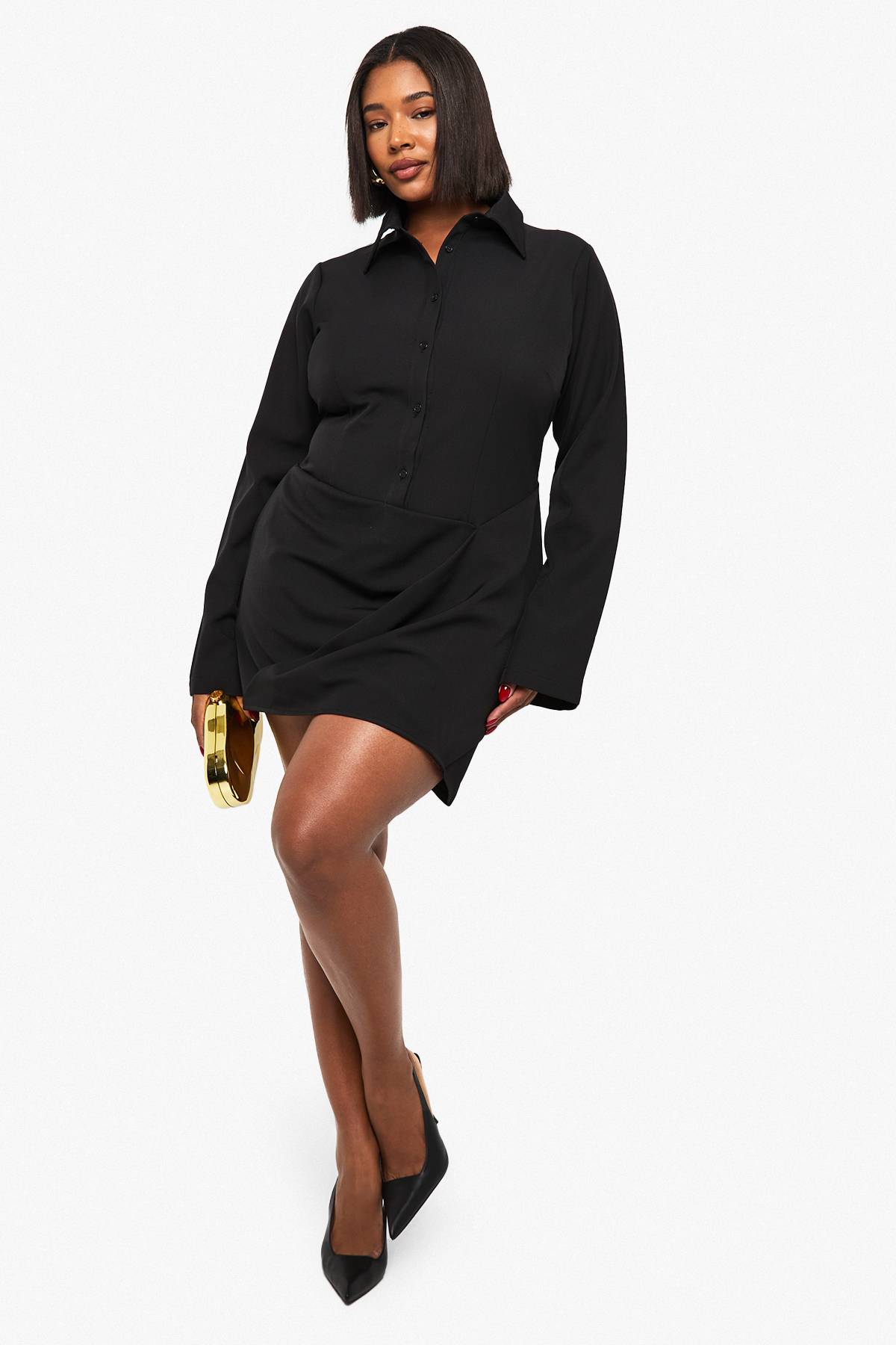 boohoo Plus Robe-chemise à drapé avant