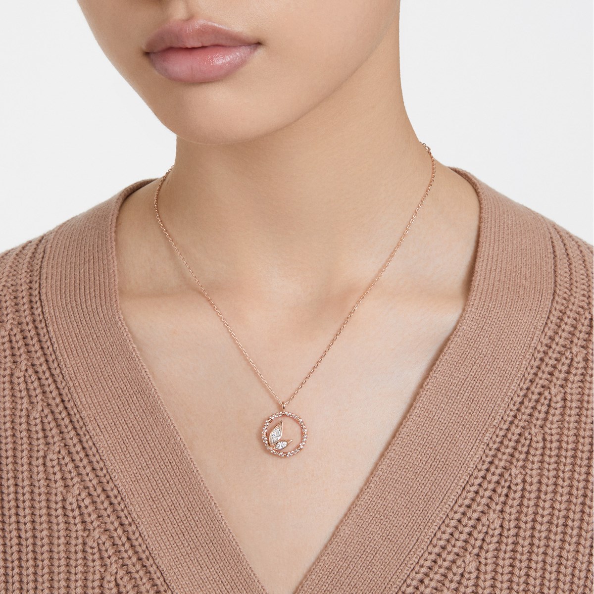 Collier Swarovski Dellium métal doré rosecristal rappelant bambou