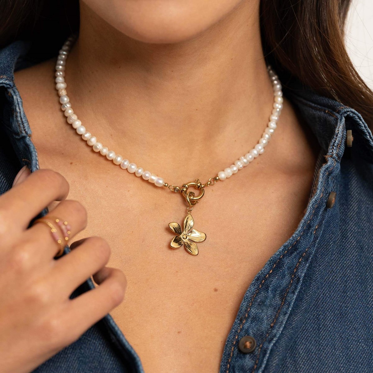 Charm Floria acier doré or