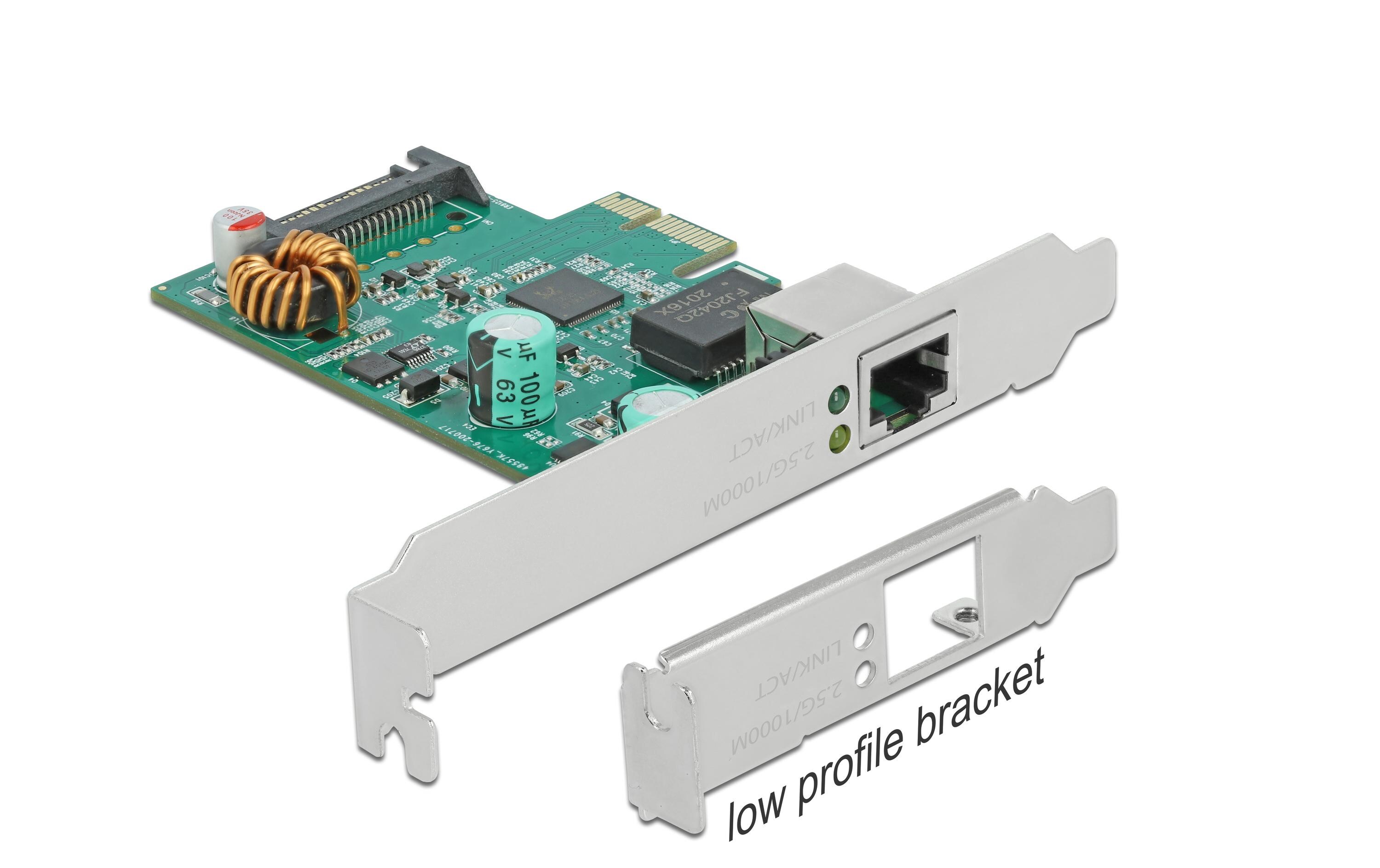 Netzwerkkarte 1x 2.5Gbps LAN, PoE+, RTL8125 PCI-Express x1Delock PCI Express x1 Karte 1 x RJ45 2.5 Gigabit LAN PoE+ RTL8125
