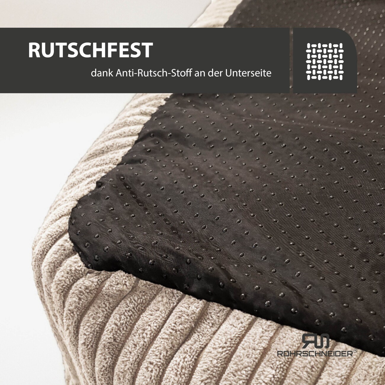 Rohrschneider ® Hundebett waschbar für kleine Hunde mit Hundekissen Cord (ca. 55x42 cm) inkl. Gassibeutel