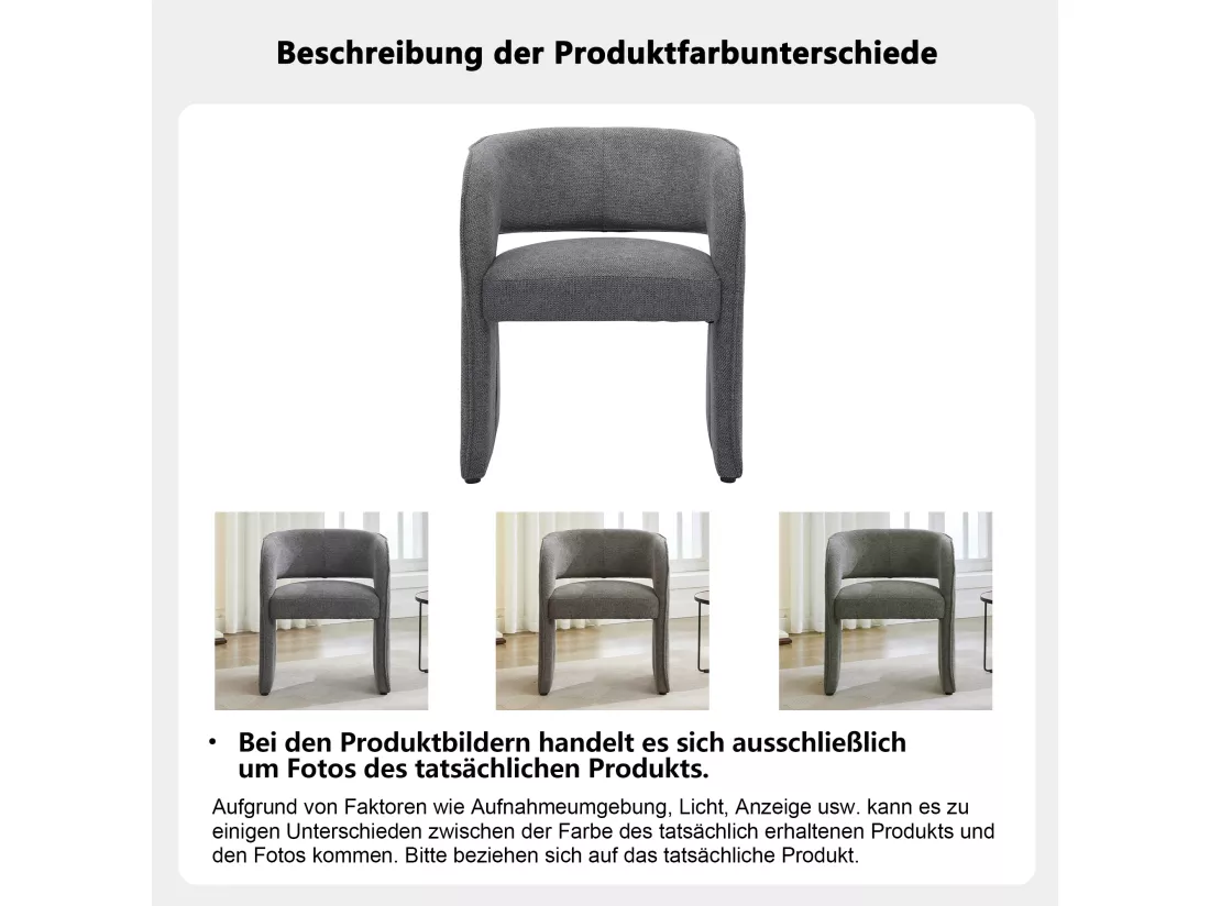 Haobosic - Chaise Modernes en Tissu Gris, Fauteuil Rembourré, Confortable et Robuste, Capacité de 150 kg, 59x61x75 cm