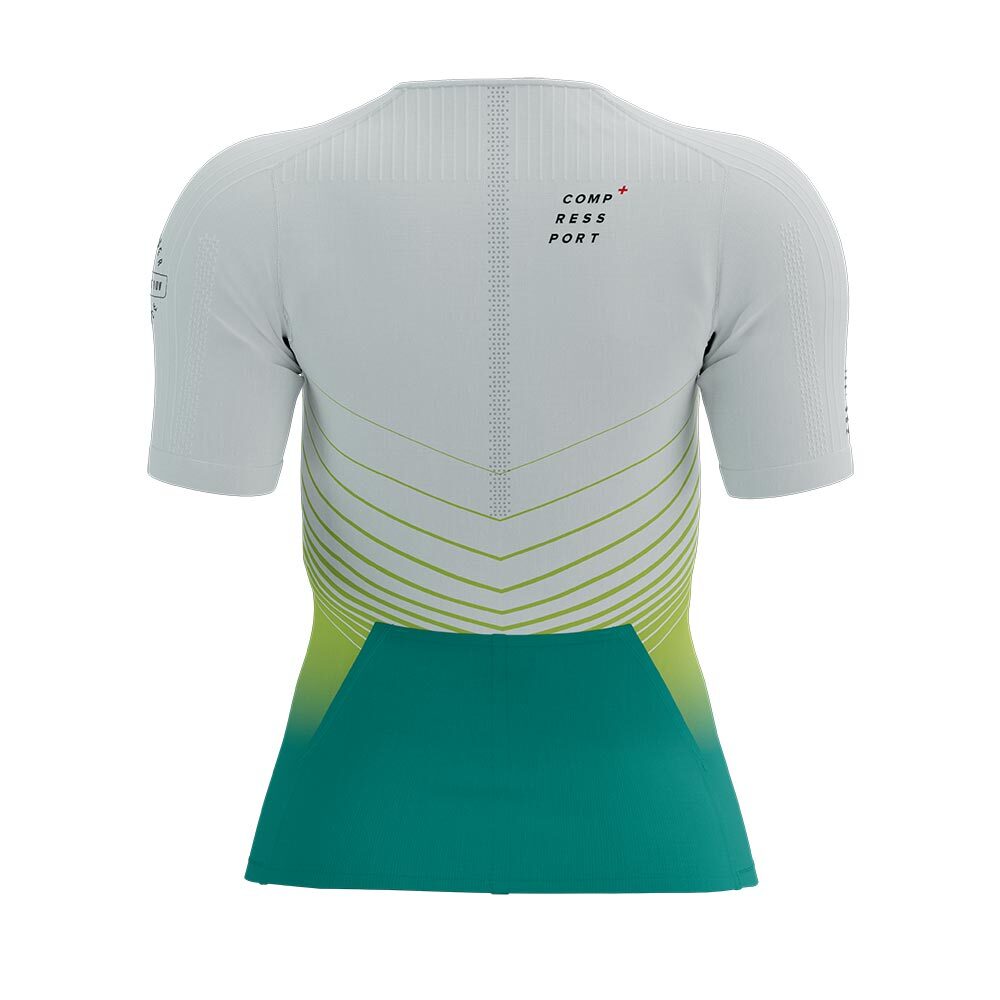 Compressport Tri Postural Aero Triathlon Shirt Korte Mouwen Wit/Groen Dames