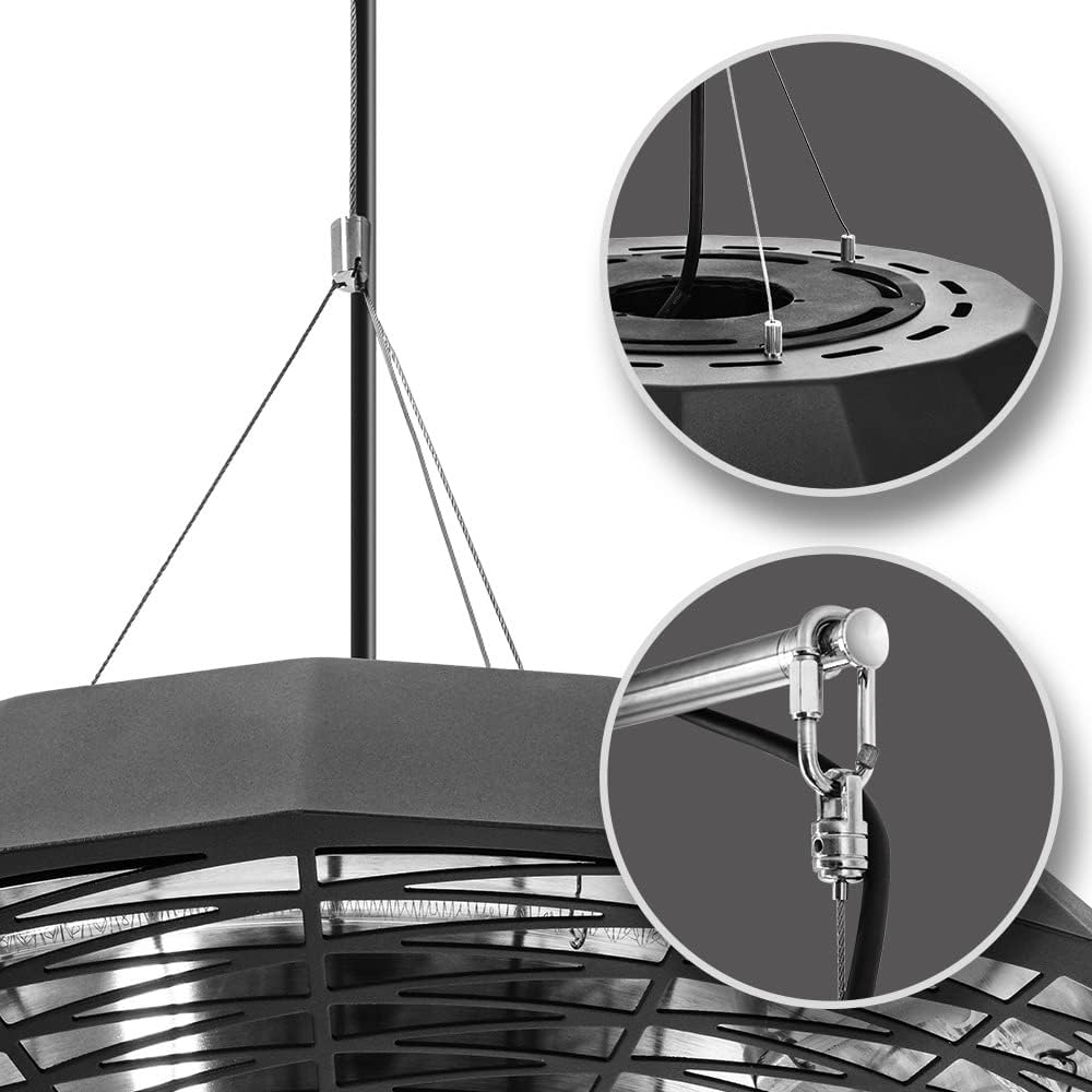 TROTEC Infrarot-Deckenheizstrahler IR 2010 SC – 2.000 W, 360° Rundumwärme, LED-Beleuchtung, IP45 wetterfest, Fernbedienung, Aluminiumgehäuse, für Terrasse & Gastronomie