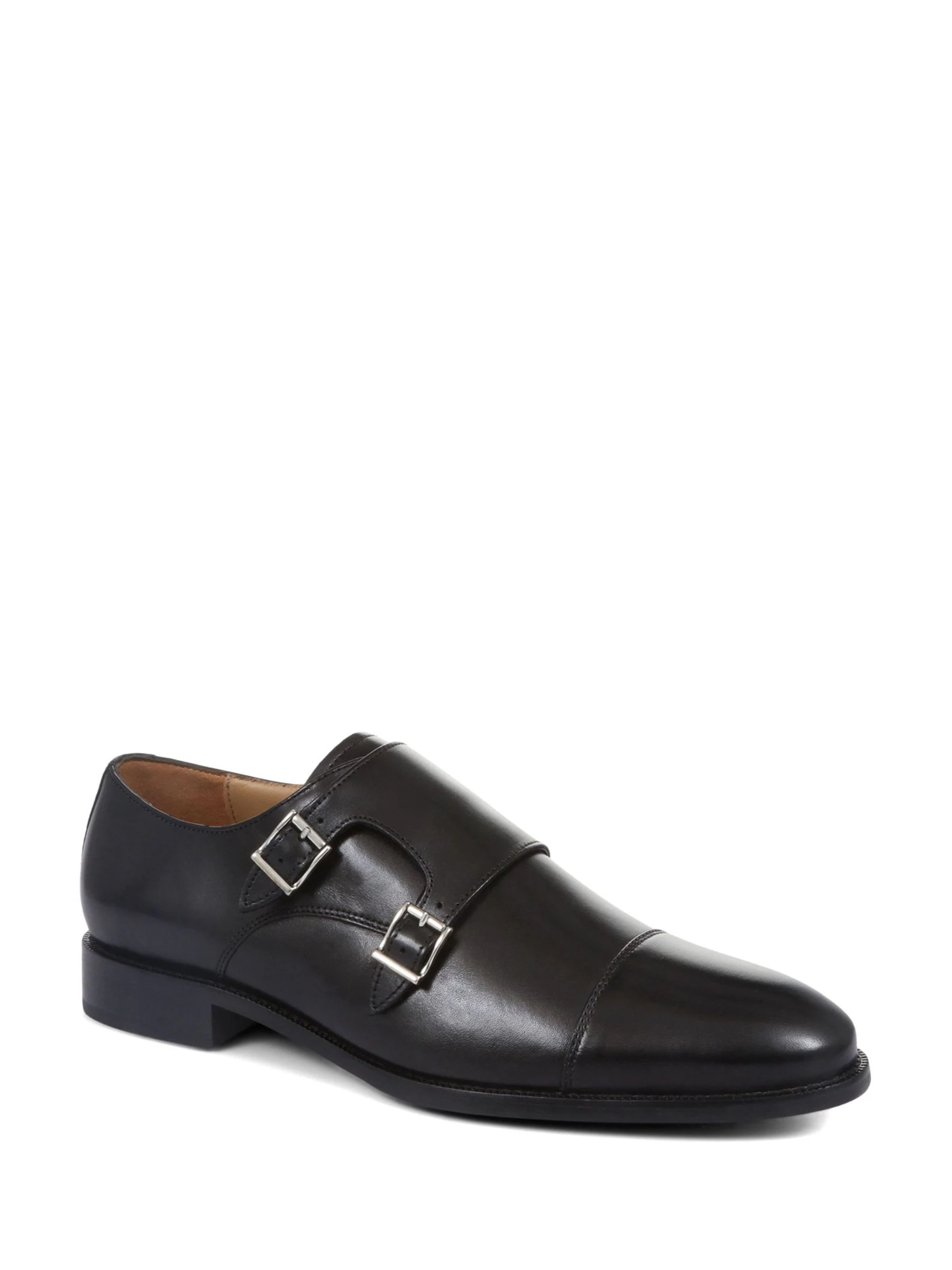 Zwart - Jones Bootmaker - Nathaniel - Leren schoenen met twee monniksbandjes