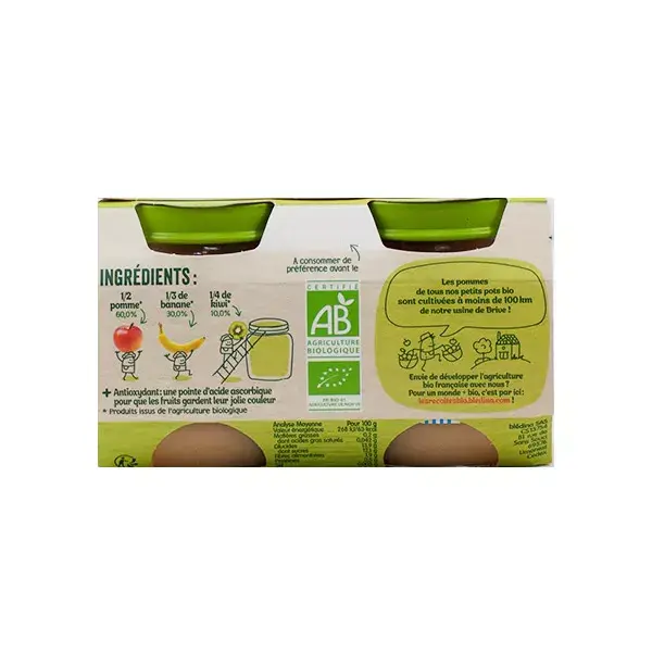 Compota de Maçã, Banana e Kiwi Blédina Organic Harvests em Pote +6m 2 x 130g