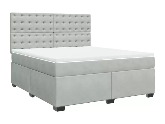 Sommier à lattes de lit et matelas Gris clair 180x200cm Velours
