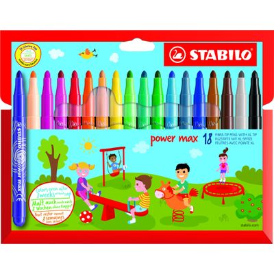 STABILO Power max - 18 Feutres - pointe large - couleurs assorties