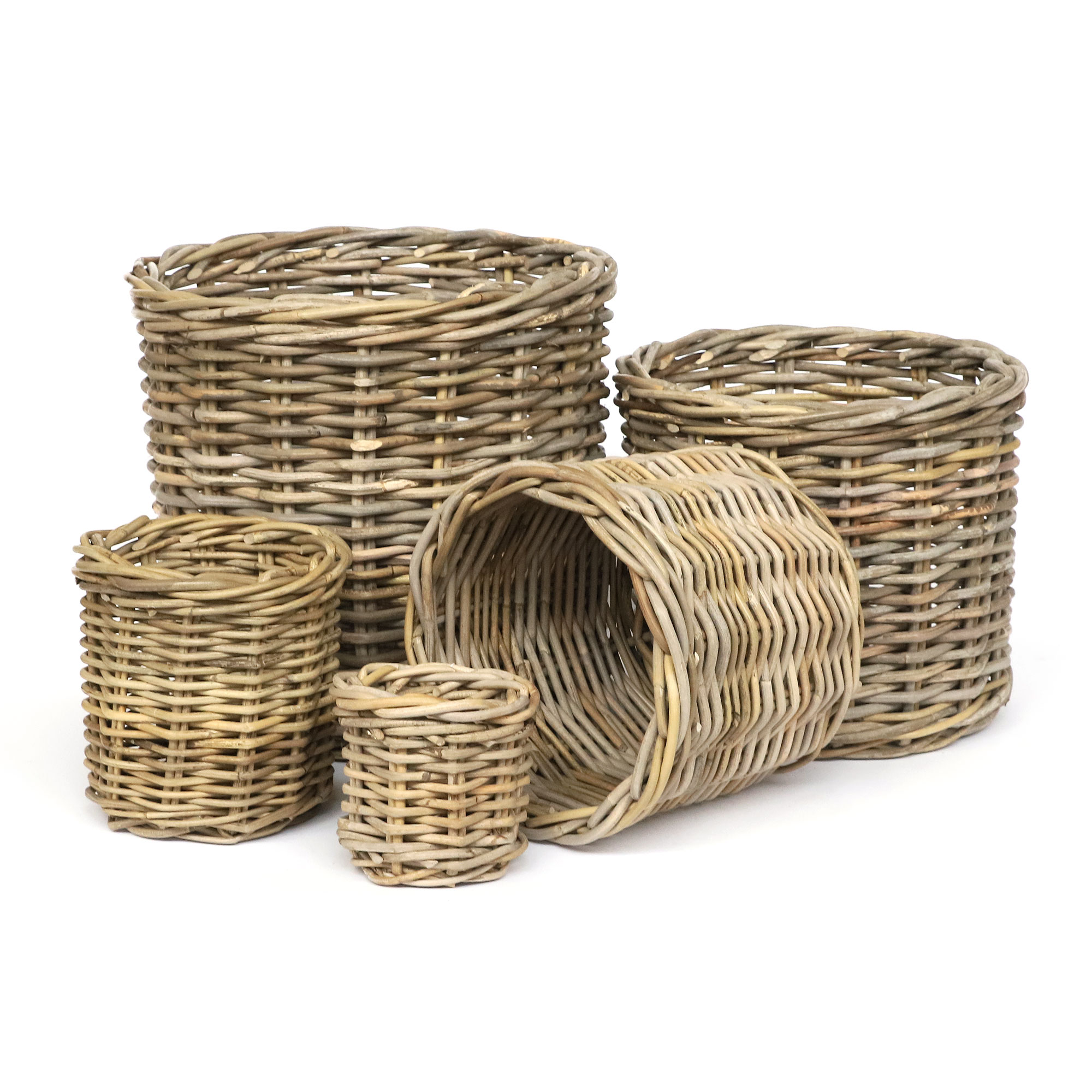 7er-Set Rundkörbe 'Ambon', Rattan natur von fischer's lagerhaus