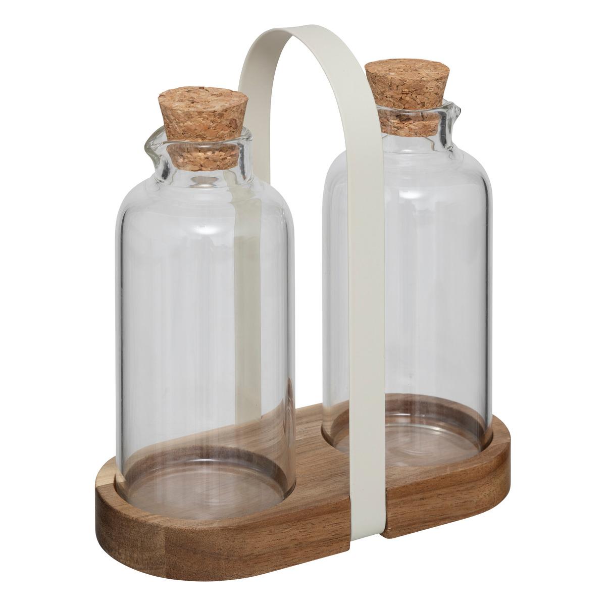 SET BOUTEILLES HUILE VINAIGRE ACACIA