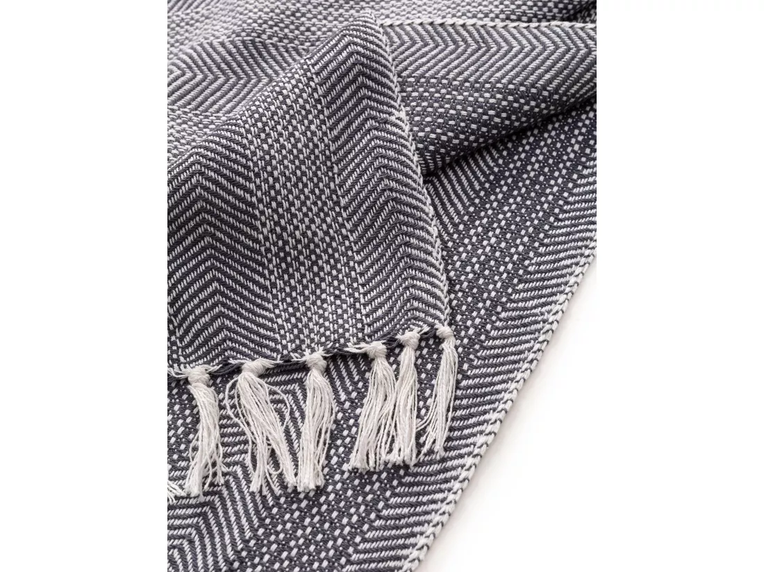 Plaid en coton Alisea Anthracite 125x150 cm