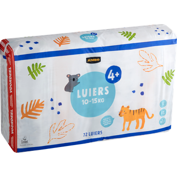 Jumbo Luiers Maat 4+ 10-15 kg Voordeelverpakking 72 Stuks