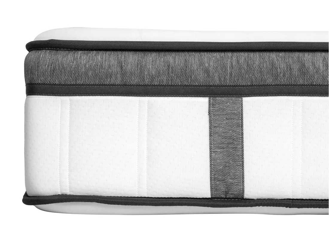 Ensemble 160 x 200 cm sommier coffre naturel clair + matelas hybride ressorts ensachés 7 zones et mémoire de forme ép.30cm - OLIANE de YSMÉE