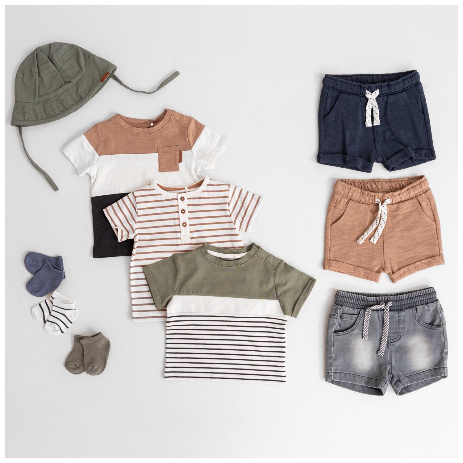 Prénatal baby T-shirt korte mouwen strepen bruin