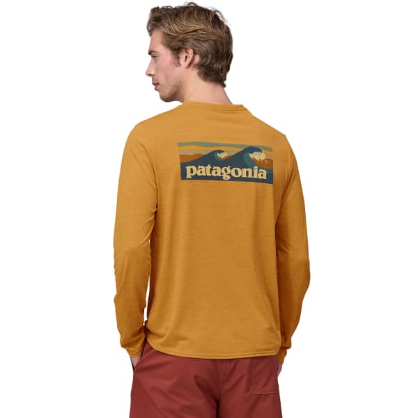 T-shirt randonnée PATAGONIA M'S L/S CAP COOL DAILY GRAPHIC SHIRT WATERS BOARDSHORT LOGO: PUFFERFISH GOLD X-DYE