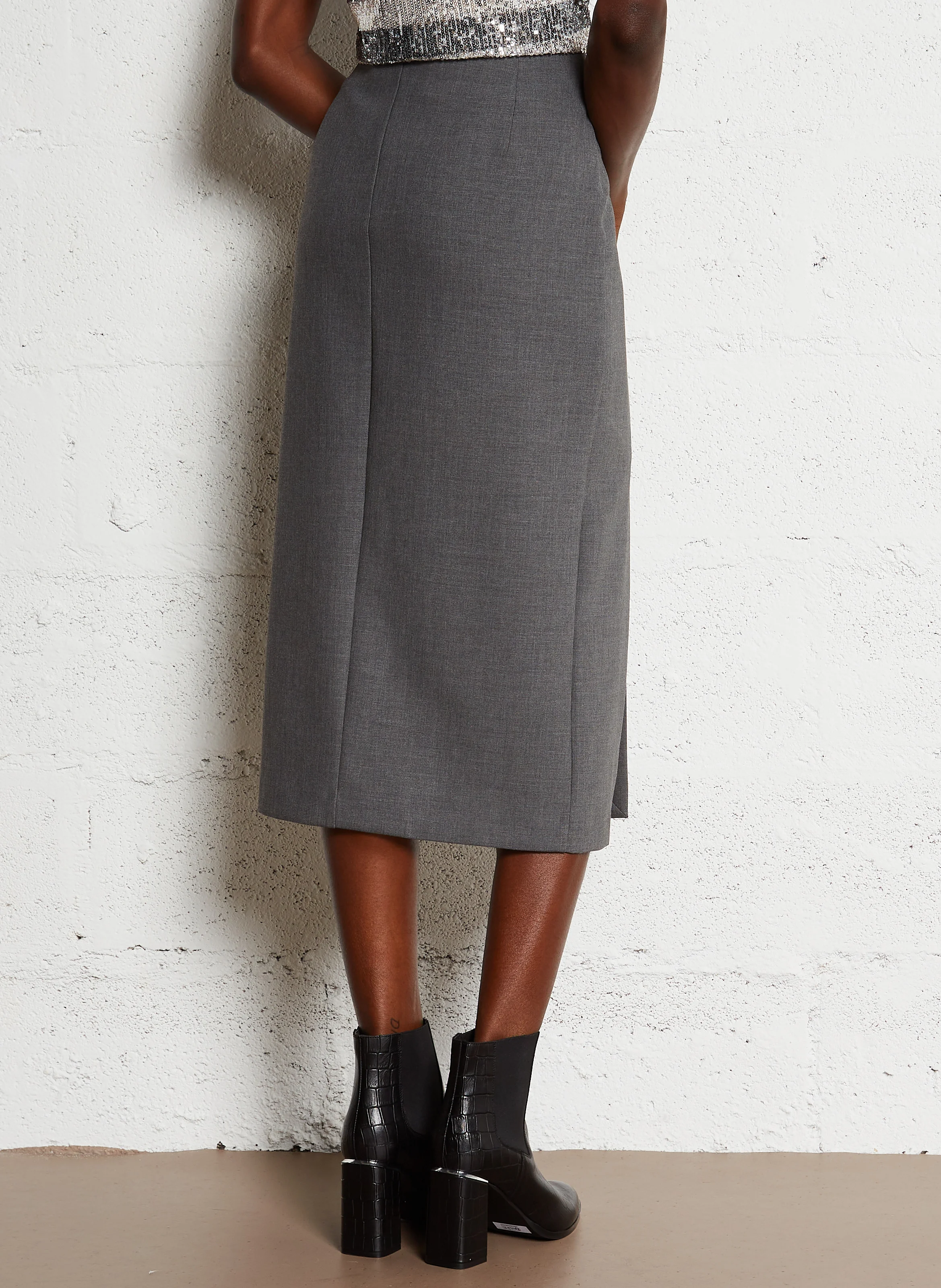 Jupe midi| Gris
