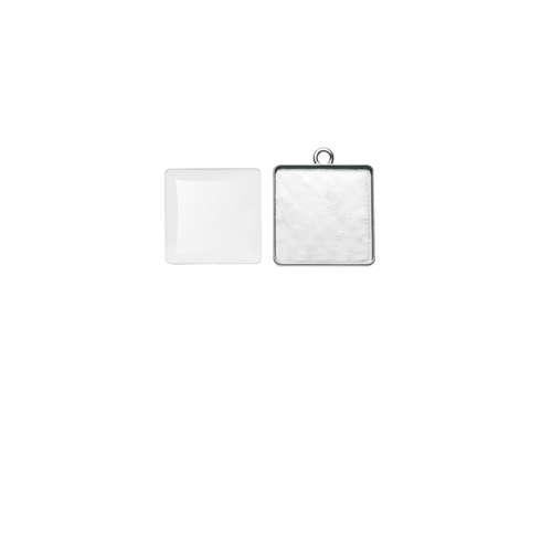 Cabochon quadratischer Anhänger, silberfarben