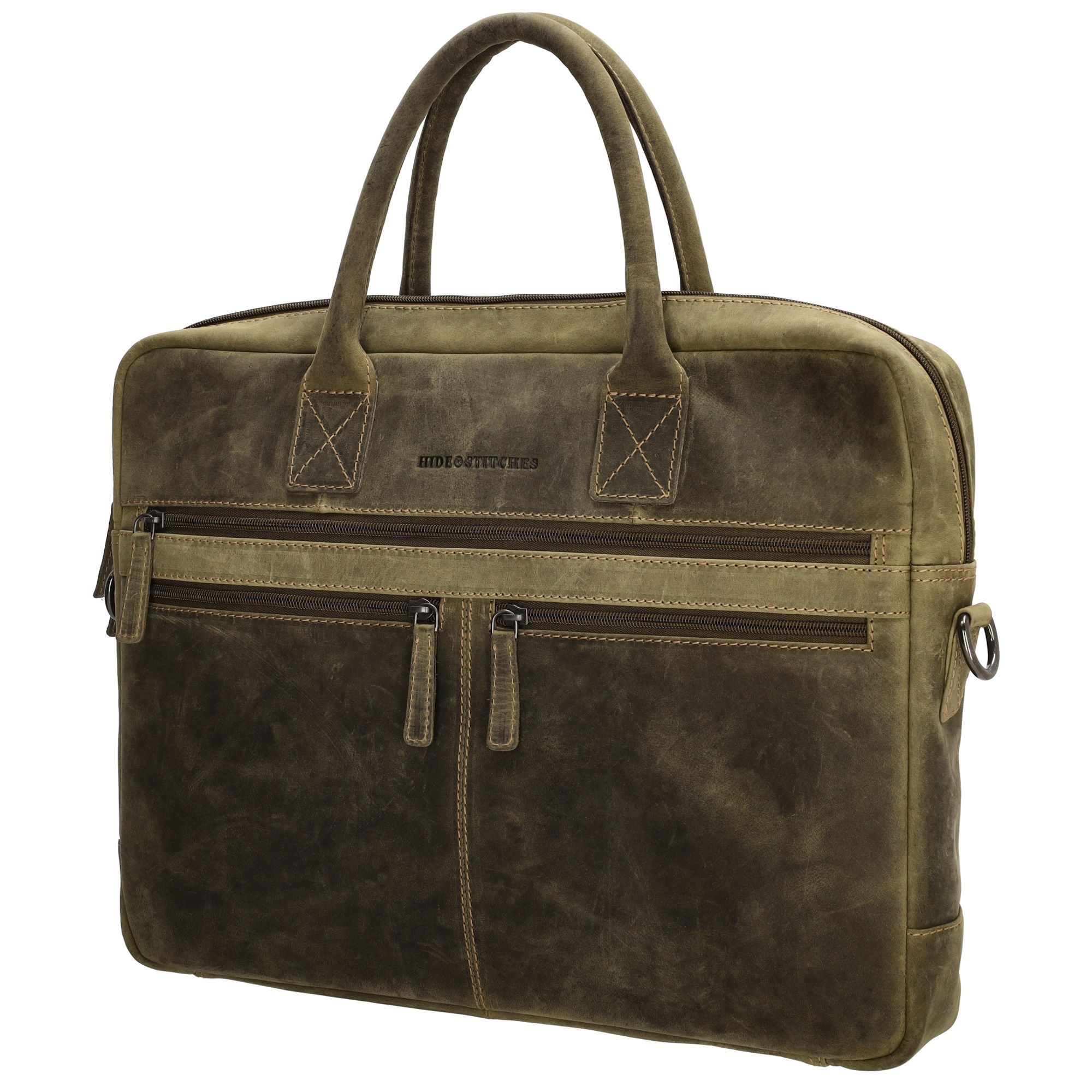 Hide & Stitches Idaho Laptoptas 15,6 inch Olijfgroen