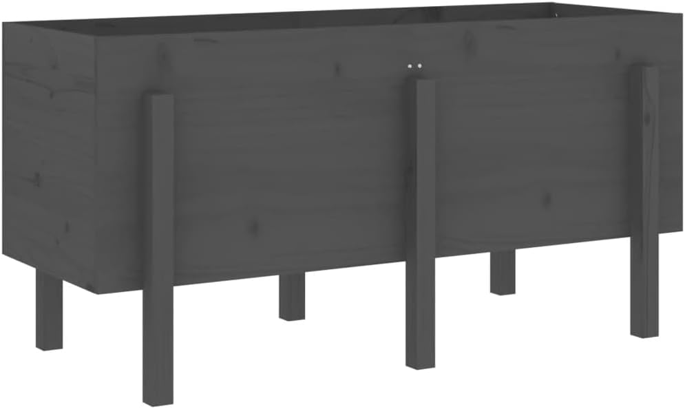 vidaXL Hochbeet, Pflanzkübel Gartenbeet für Garten Balkon Terrasse, Pflanzkasten Blumenkasten zum Selber Bauen, Pflanzbeet Gemüsebeet, Grau Massivholz Kiefer