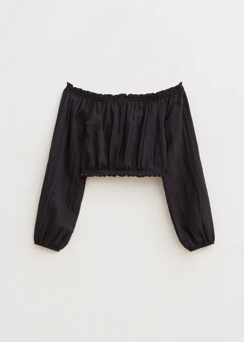 Off-shoulder top zwart (ZWART)