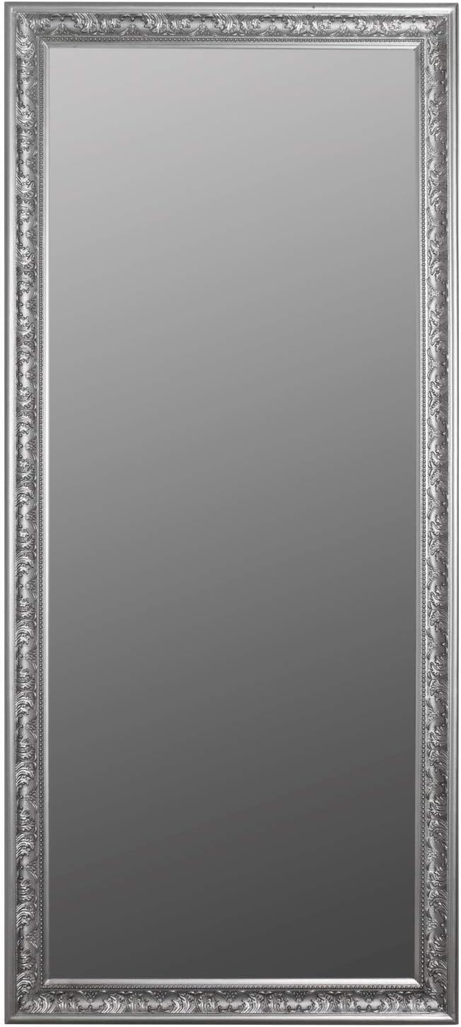 elbmöbel Wandspiegel Spiegel Antik Stil Barock mit Facettenschliff - XL Ankleidespiegel Ganzkörperspiegel Garderobenspiegel Holzrahmen, Farbe:Silber, Größe:162 x 72 cm
