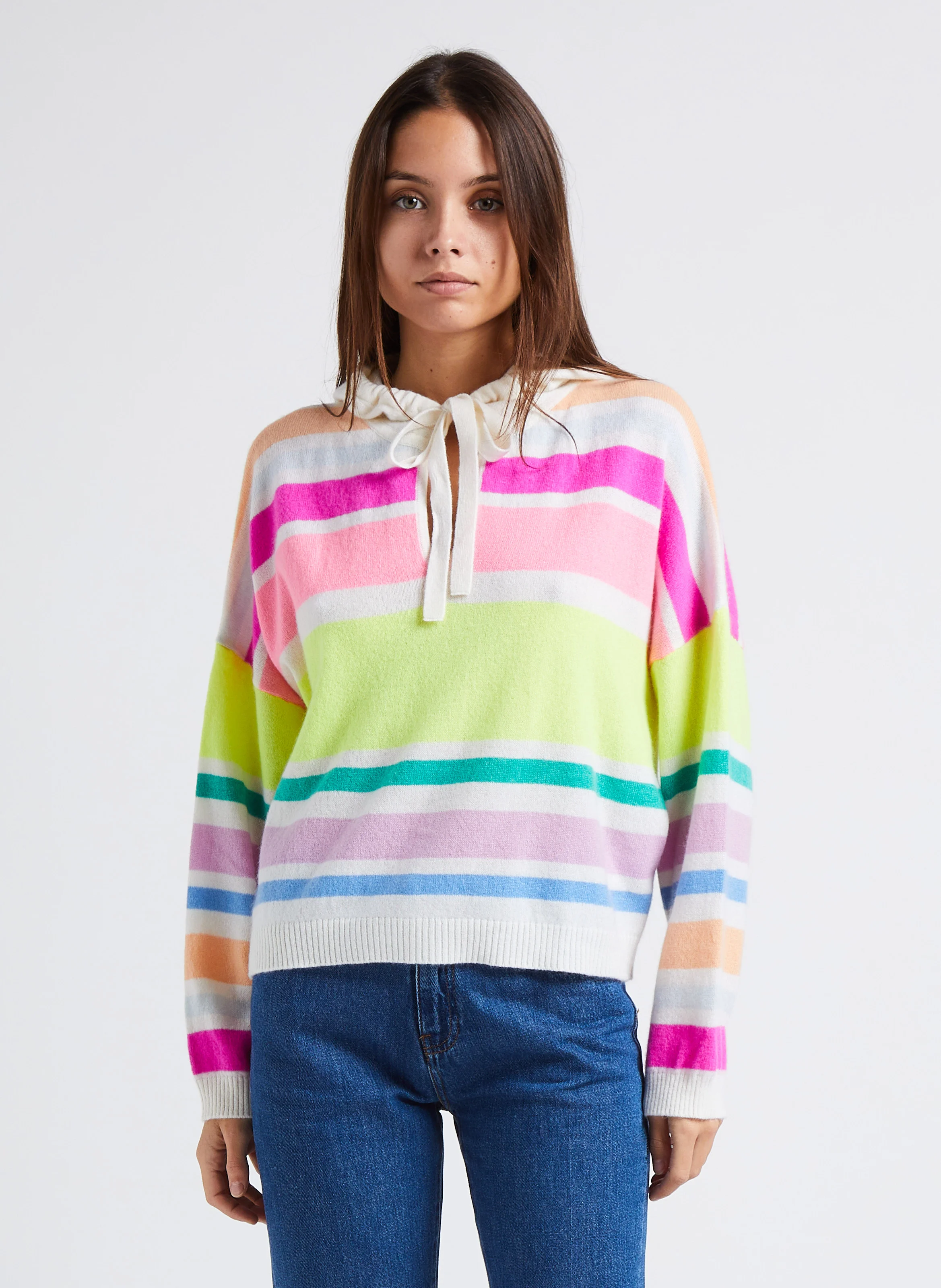 GASTON - Pull ample à capuche en cachemire | Multicolore
