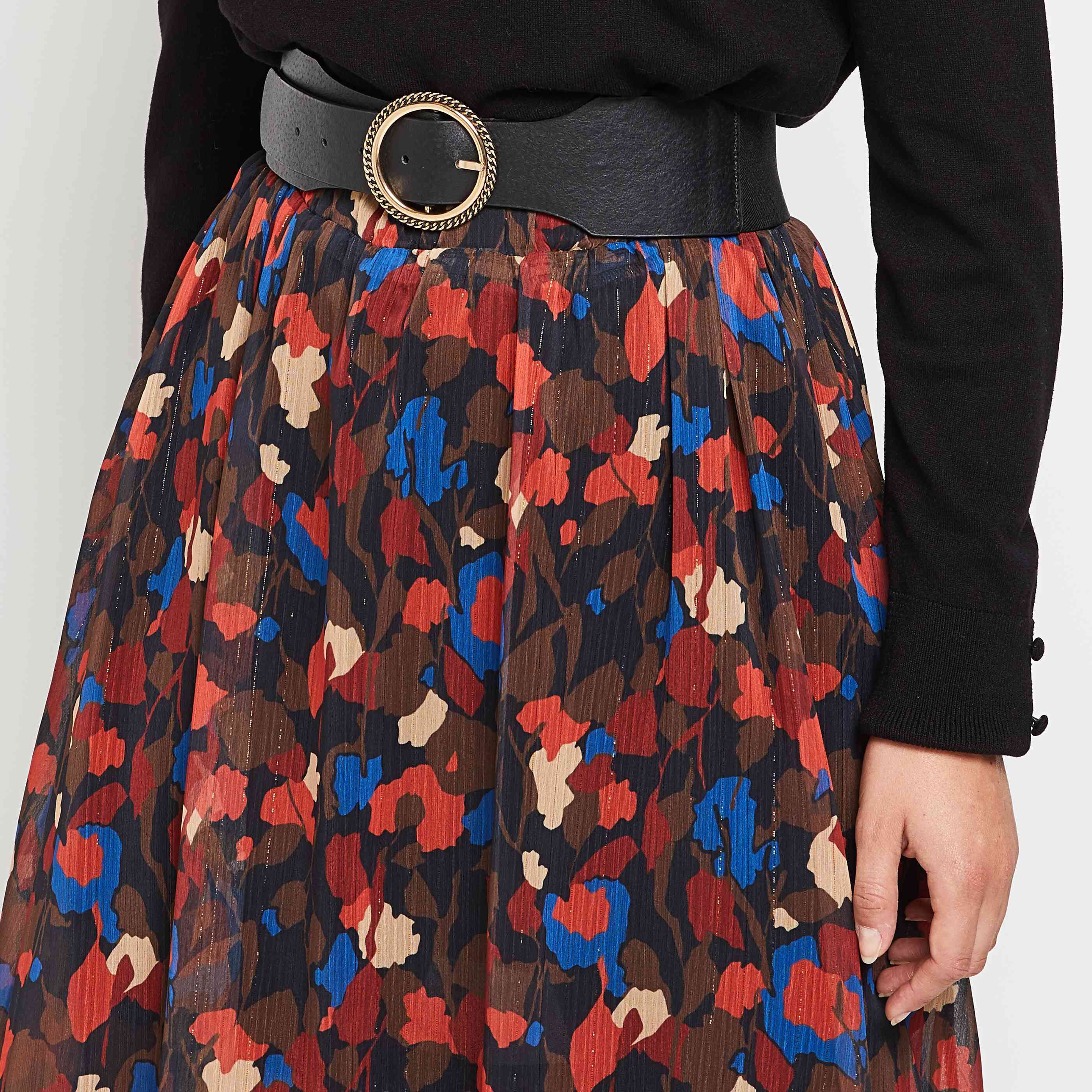 Ceinture élastiquée au dos femme - NOIR