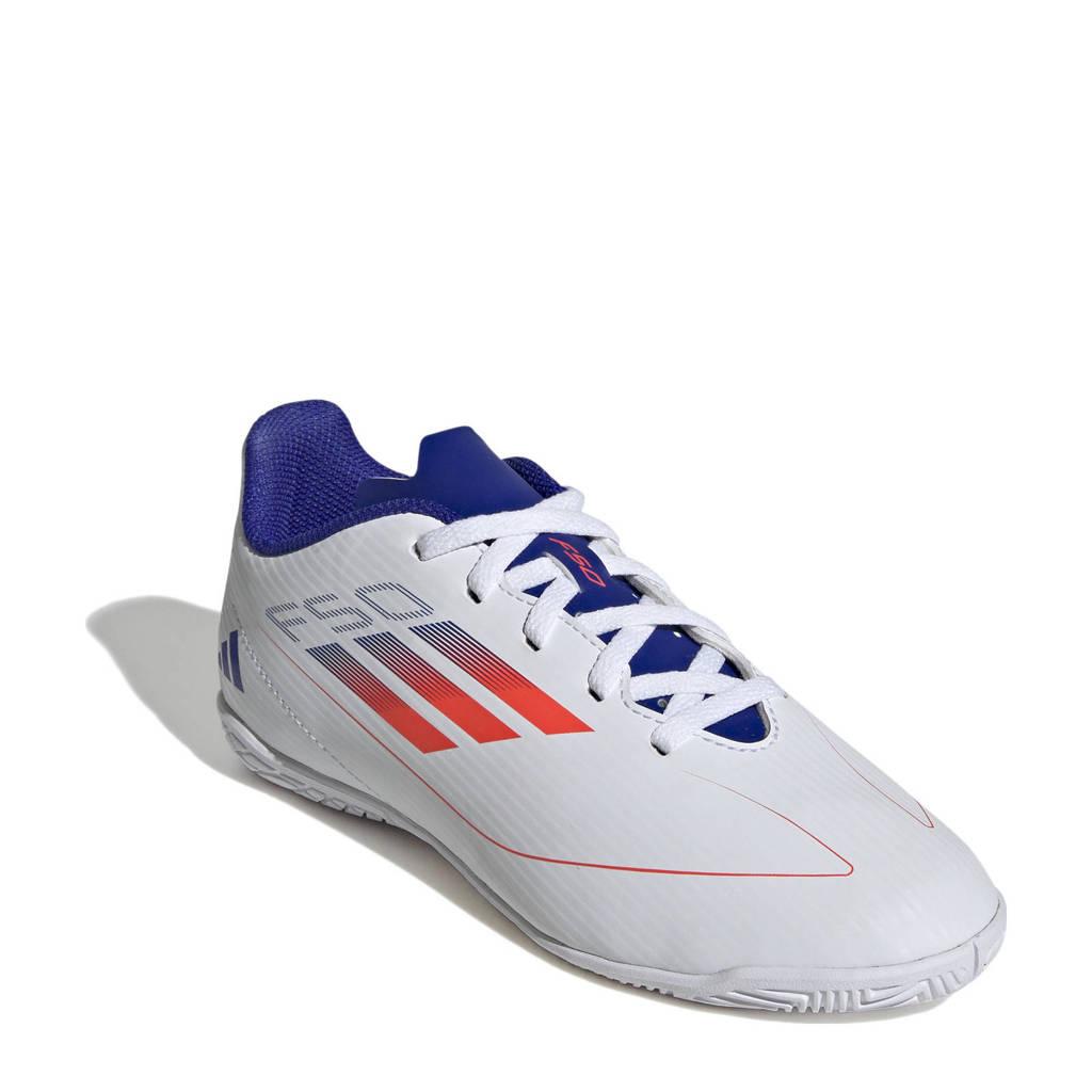 adidas F50 Club INjunior zaalvoetbalschoenen wit/rood/blauw