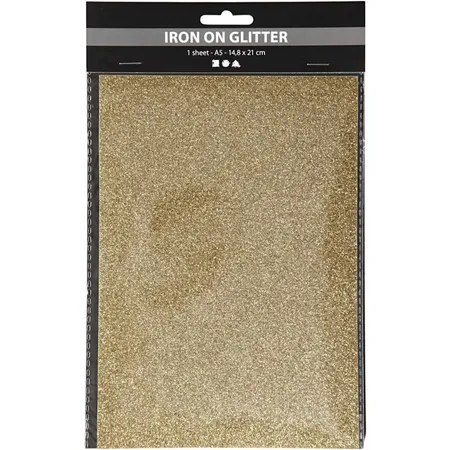 Creotime Glitter Bügelfolie für Stoffe geeignet A5 gold