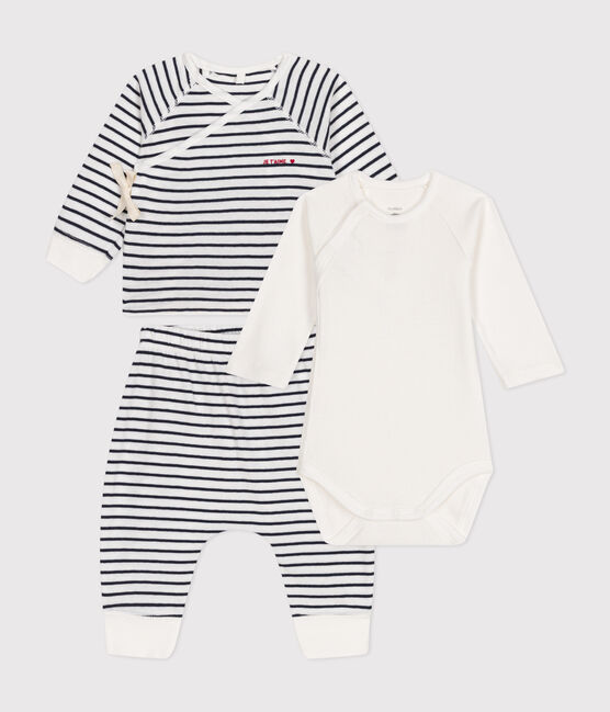 Ensemble 3 pièces rayé en coton bébé