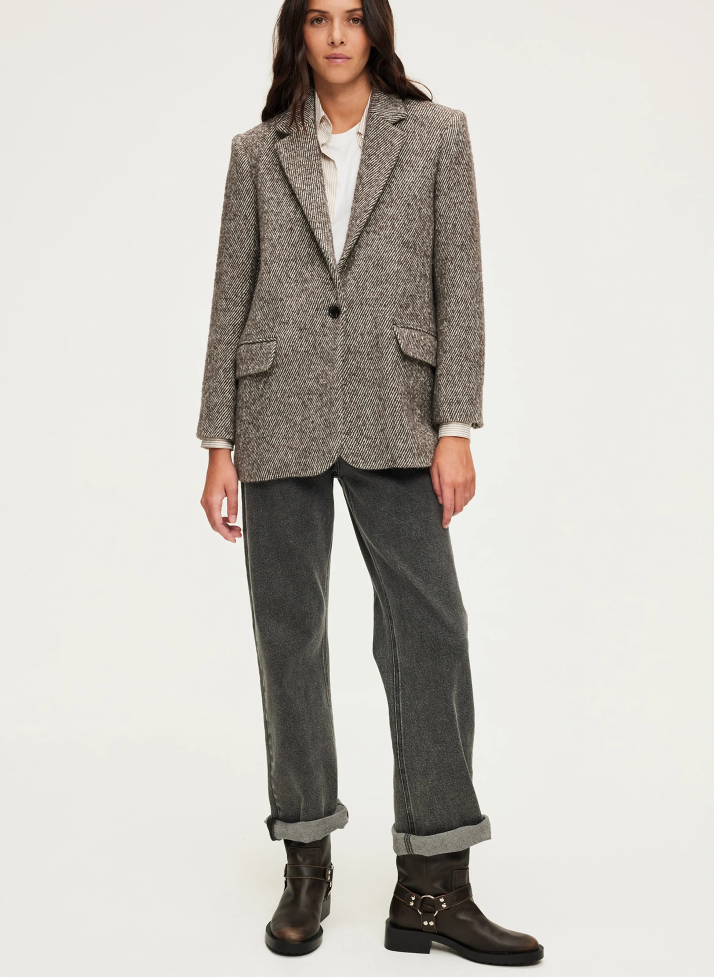 MAZARINE - Blazer droit à col tailleur | Marron