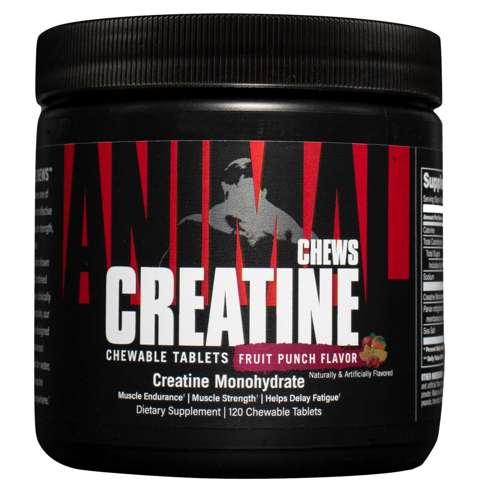 Creatina Mastigável Universal Nutrition, 120 comprimidos.
