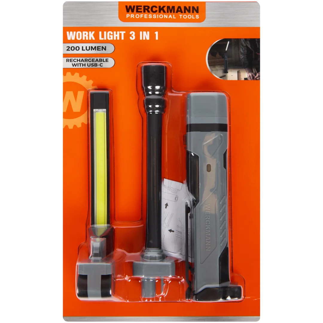 Lampe de travail rechargeable 3-en-1 Werckmann