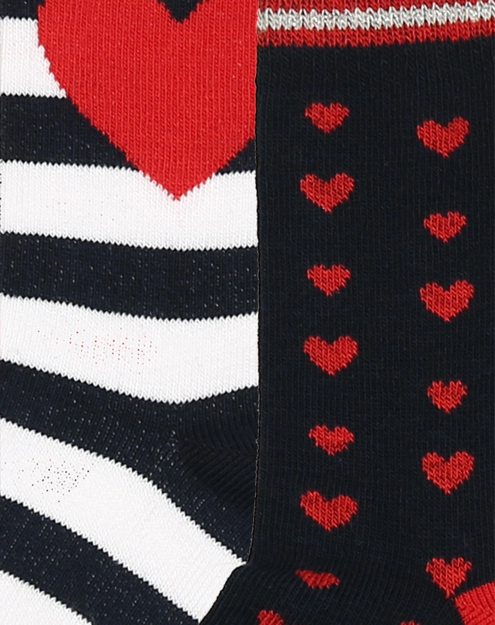 Socken HERZ 4er-Pack in rot/dunkelblau