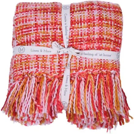Linen & More plaid Yara rood / oranje 130 x 170 cm