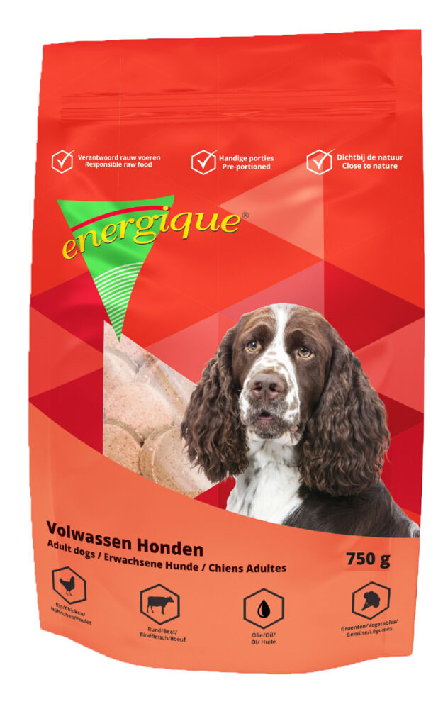 Energique Volwassen - Vers Vlees - Hondenvoer - 0.75 Kilogram - rund, kip