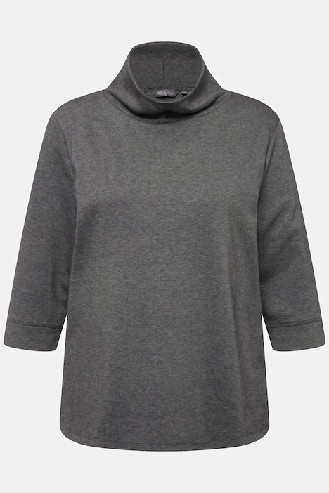 Sweatshirt, Salz-und-Pfeffer-Optik, Stehkragen, 3/4-Arm