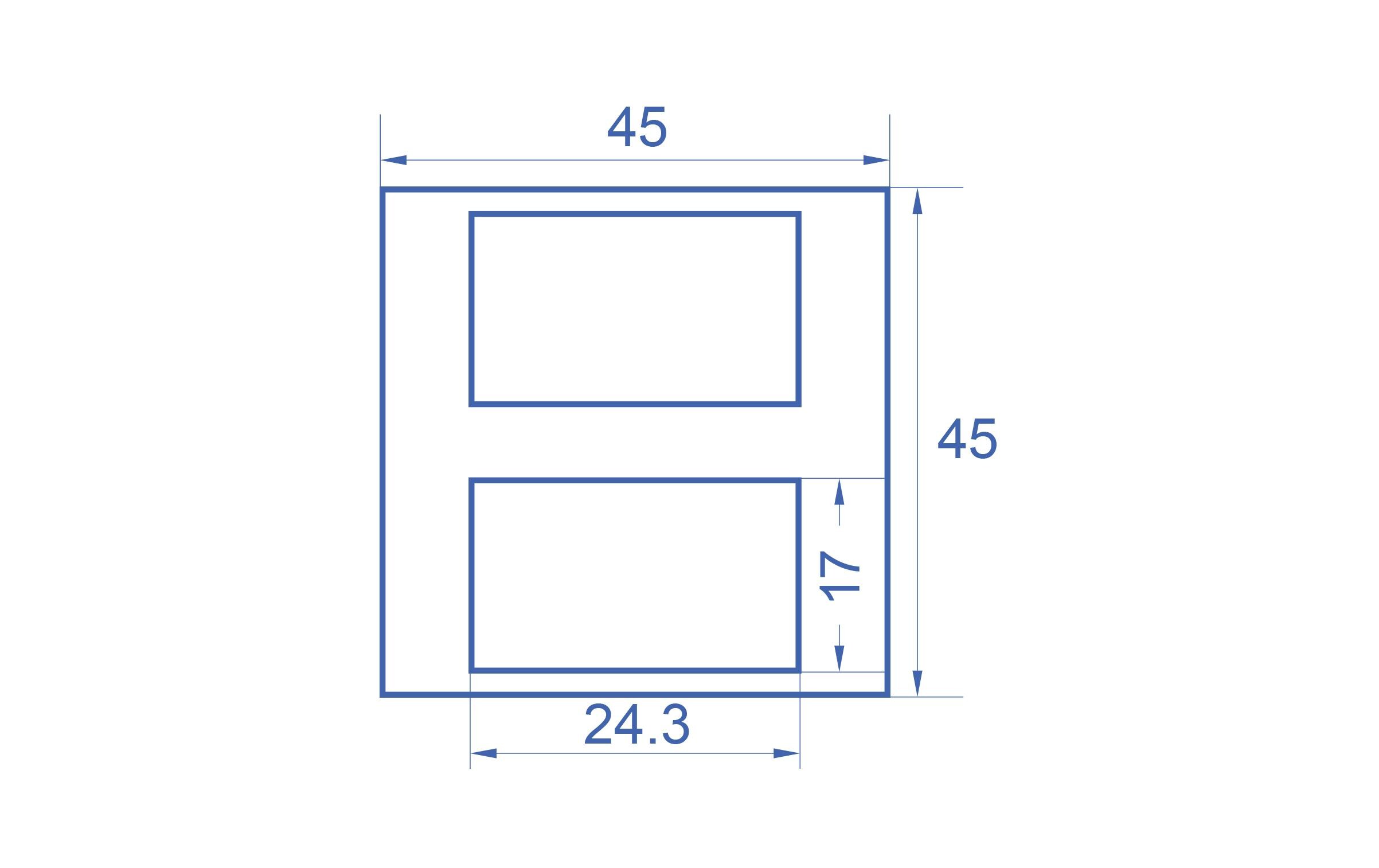 Easy 45 Modulblende 2x Rechteck-Ausschnitt 5 Stück, WeissDelock Easy 45 Modulblende 2 x Rechteck-Ausschnitt 17 x 24.3 mm, 45 x 45 mm 5 Stück, Weiss