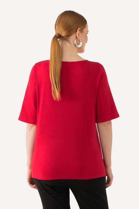 T-Shirt, Ziersteine, A-Linie, Rundhals, Halbarm