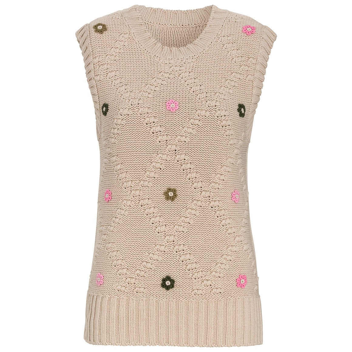 Jonas Nielsen Damen Strickpullunder mit Applikation beige