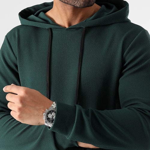 Ensemble Sweat Capuche Et Pantalon Waffle 0661 Vert Bouteille