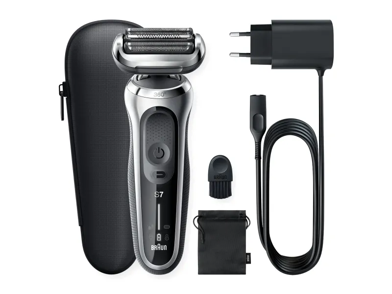 Braun Series 7 71-S1000s, Folie shaver, Sølv, AutoSense, 360° Adaptive system, Knapper, LED, Batteri