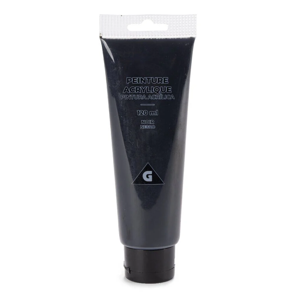 Tube peinture acrylique 120ml noir