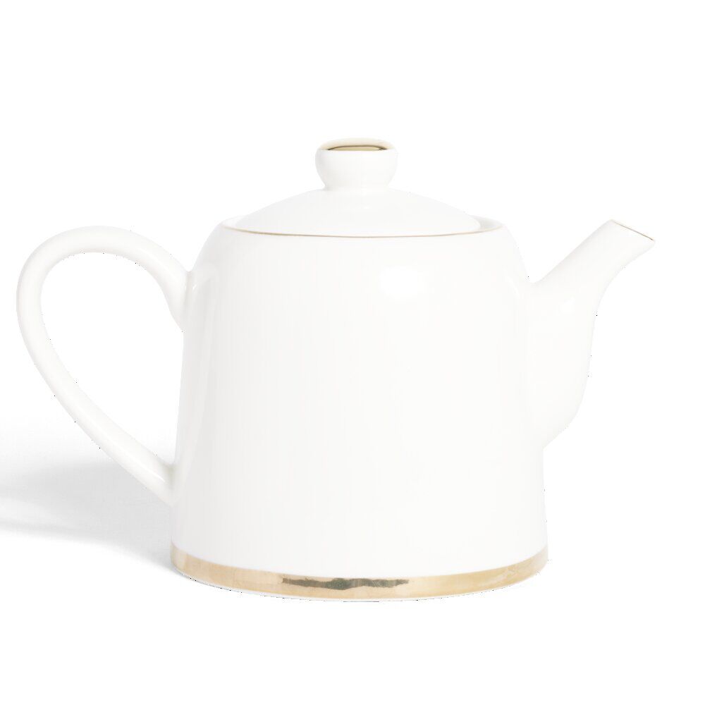 Théière 1L faïence blanc et doré Ø12xH15xm