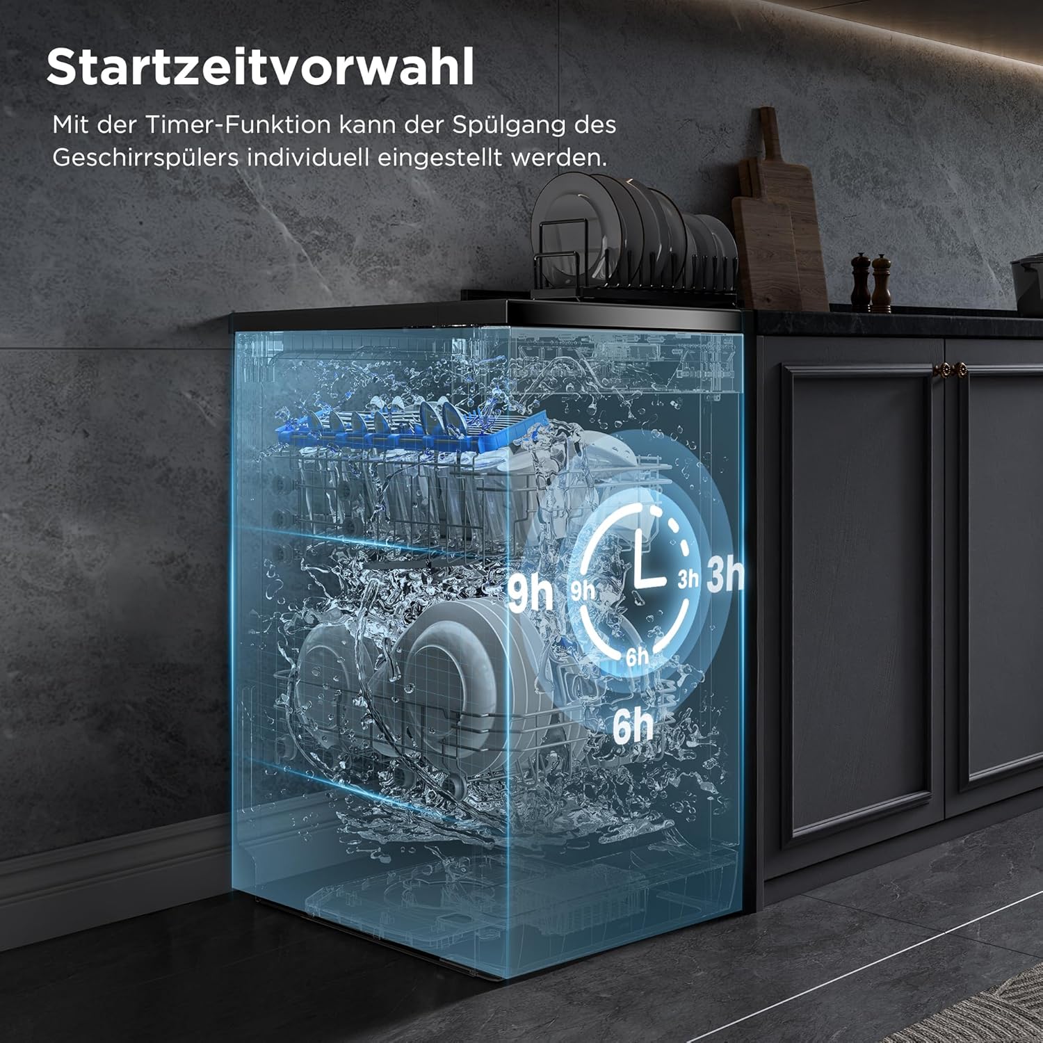 Midea SF 3.45N PRO Geschirrspüler, freistehend und unterbaufähig, 9 Maßgedecke, WLAN, 5 Spülprogramme, 47 dB, 3/6/9h Startzeitvorwahl, Inox, Silber